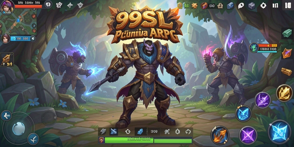 Screenshot utama 99SL menampilkan pertempuran epik dalam dunia ARPG yang menakjubkan.