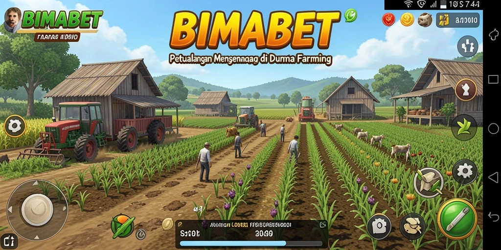 Screenshot gameplay BIMABET menampilkan lahan pertanian yang indah.