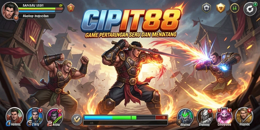 Tampilan gameplay intens dalam CIPIT88 saat karakter bertarung.