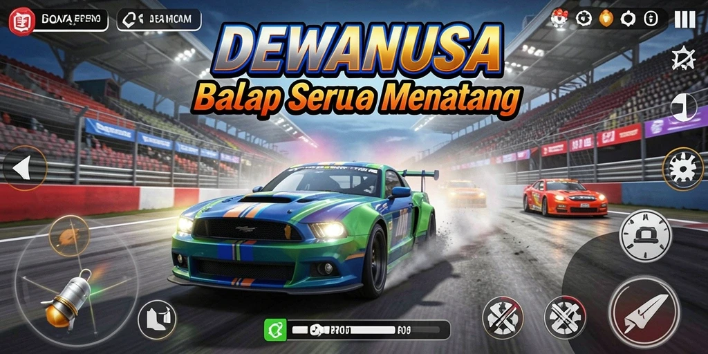 Tangkapan layar gameplay DEWANUSA menampilkan aksi balap yang seru dan mendebarkan.