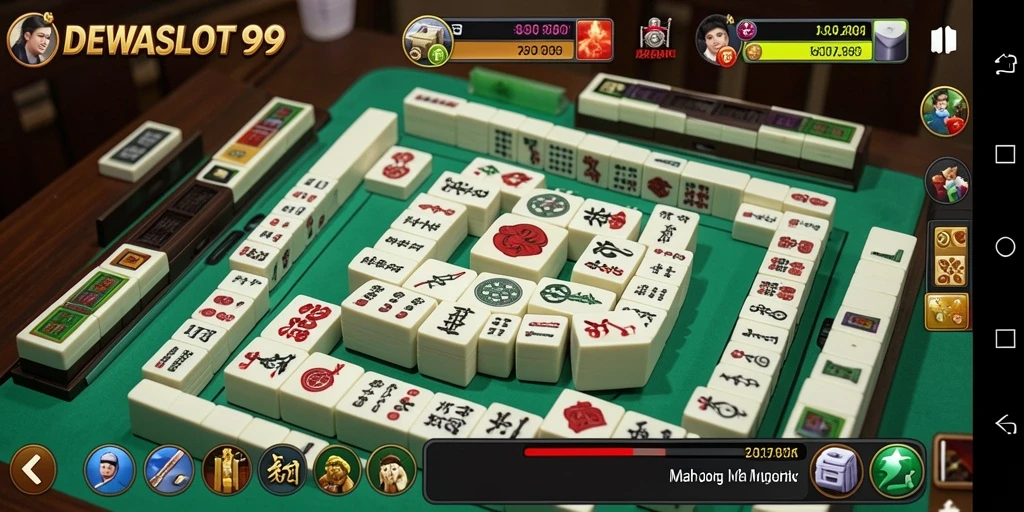Screenshot gameplay DEWASLOT99 yang menampilkan strategi Mahjong.