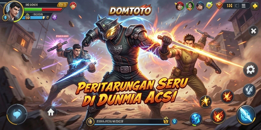 Tangkapan layar DOMTOTO menunjukkan aksi pertempuran yang mendebarkan.