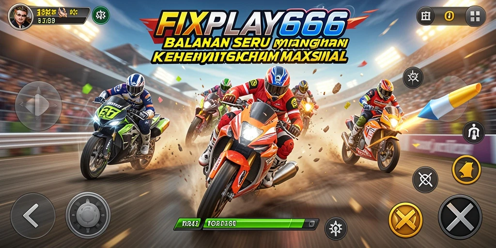 Gameplay FIXPLAY666 yang menegangkan dengan lintasan balap menantang.