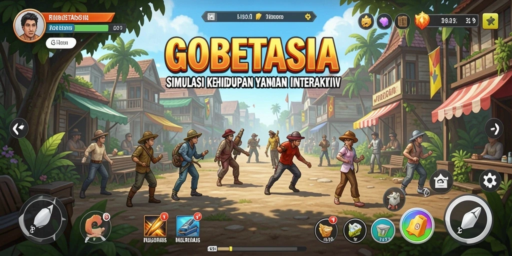 Tampilan gameplay <strong>GOBETASIA</strong> yang menampilkan interaksi karakter yang dinamis.