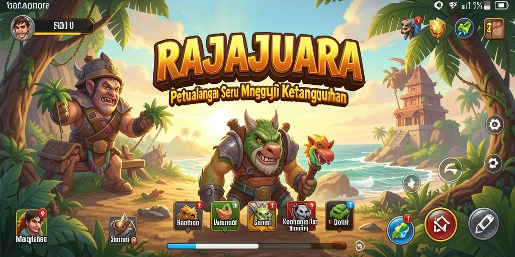 Tampilan gameplay seru RAJAJUARA di dunia petualangan megah.