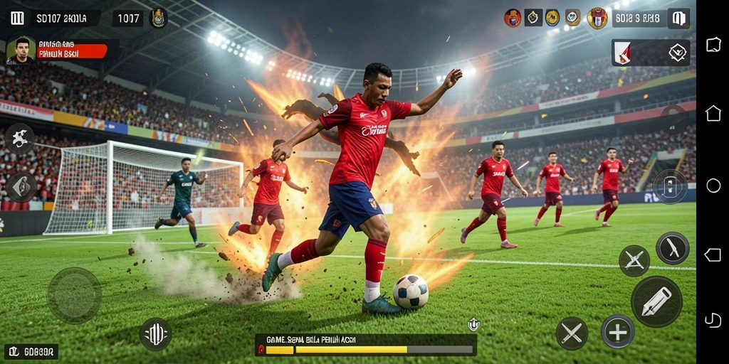 Tampilan gameplay menarik dalam pertandingan sepak bola.
