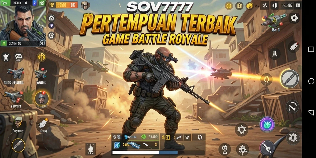 Tangkapan layar gameplay SOV777 menunjukkan pertempuran dinamis di arena Battle Royale.