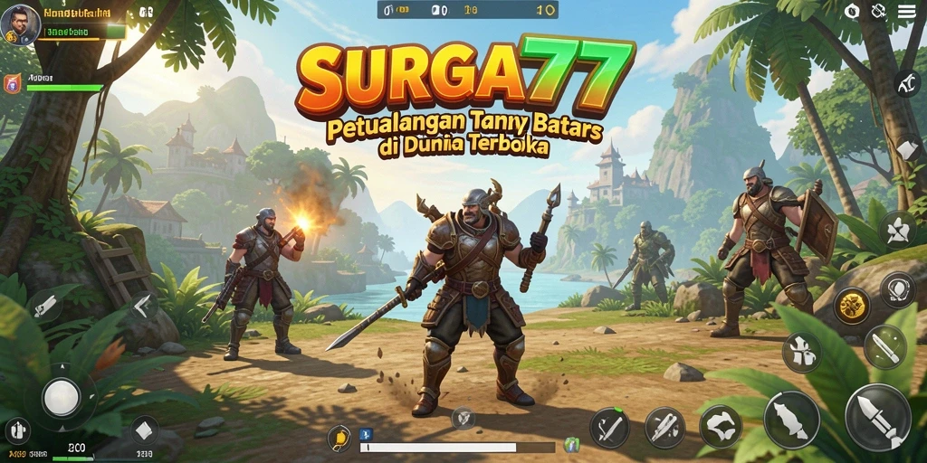 Tampilan gameplay SURGA77 yang menakjubkan di dunia terbuka.