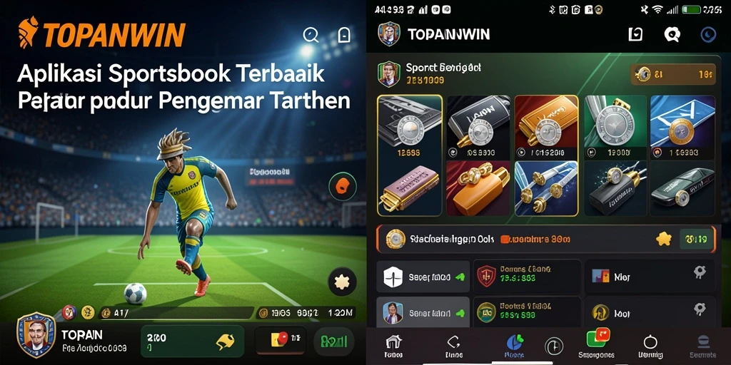 Tampilan antarmuka menarik dari aplikasi TOPANWIN untuk taruhan olahraga.
